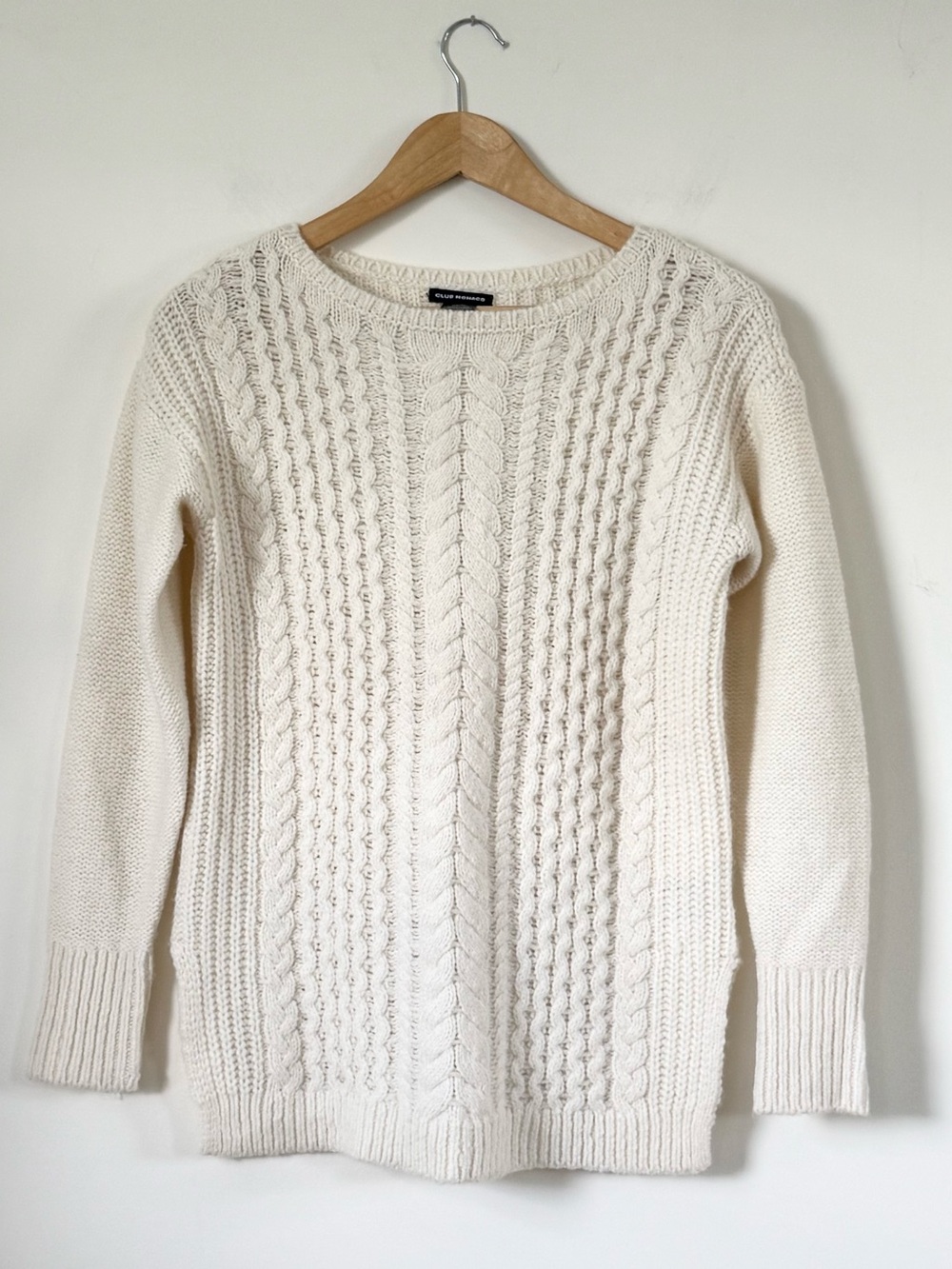 Club Monaco Cream Cable Knit Merino Wool/Alpaca Blend Sweater XS  Cozychic